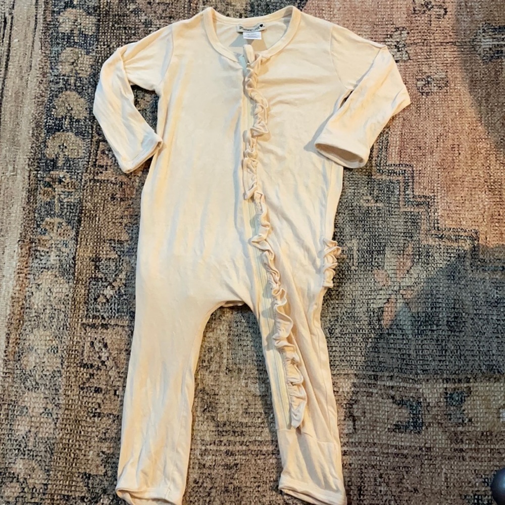 18-24 month Ruffle Zip Romper, vanilla cream color
